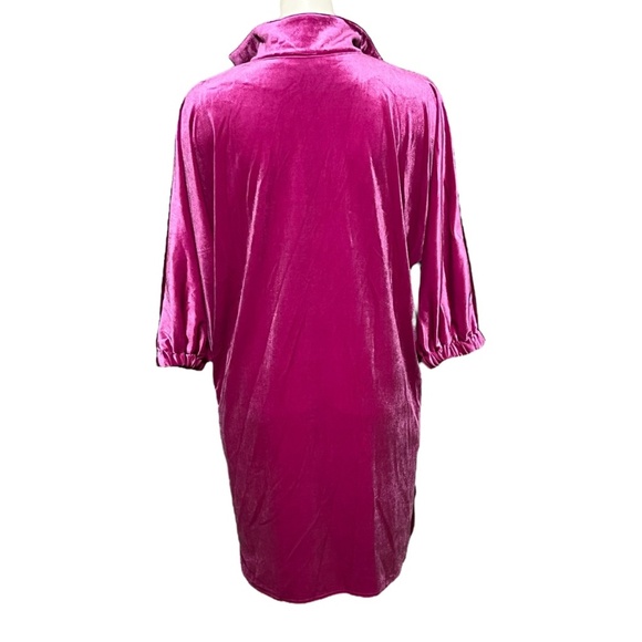 Caryn Lawn Betsy Collar Velvet Dress Fuchsia Pink Tunic Top One Size Fits Most - Picture 4 of 9